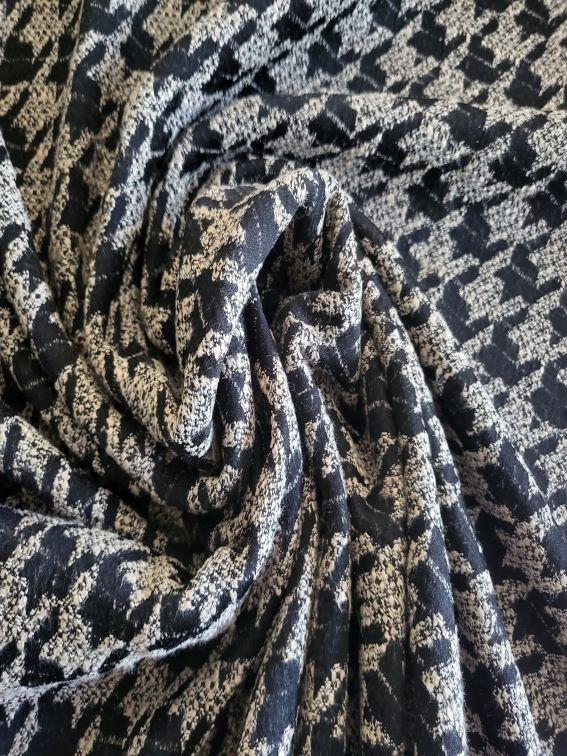 Jacquard Hahnentritt schwarz/beige