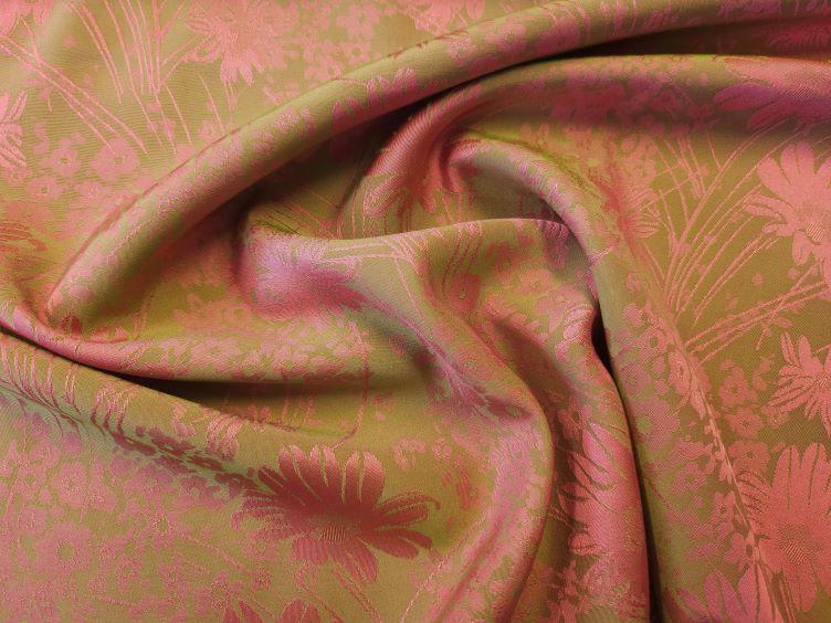 Jacquard floral, grün/pink