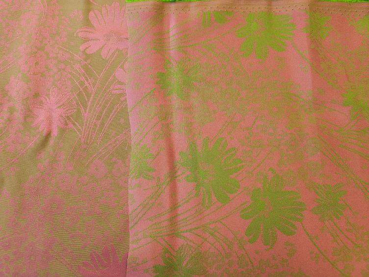 Jacquard floral, grün/pink - 1