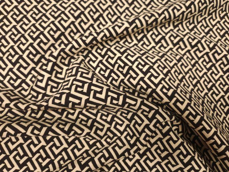 Baumwoll Jacquard grafisch, creme/schwarz