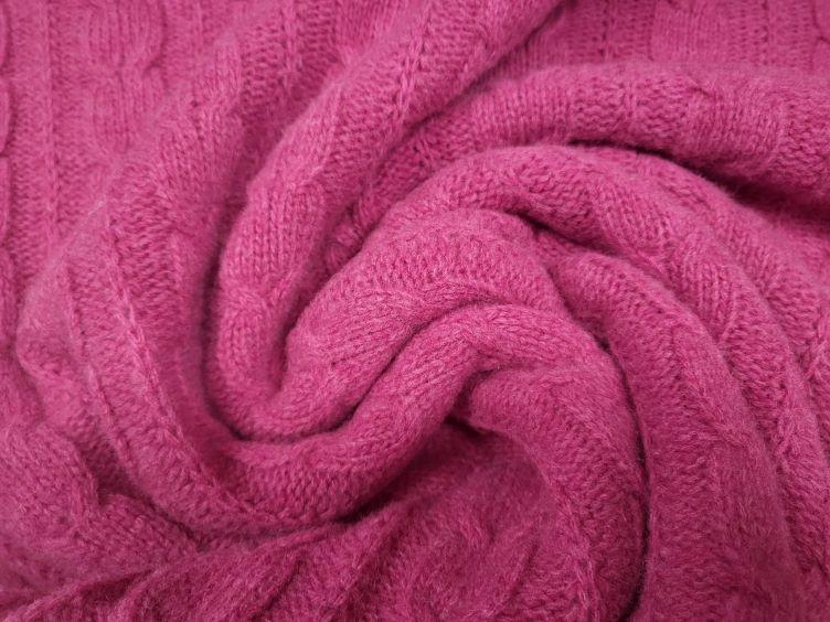 grober Merino-Strick Zopf pink