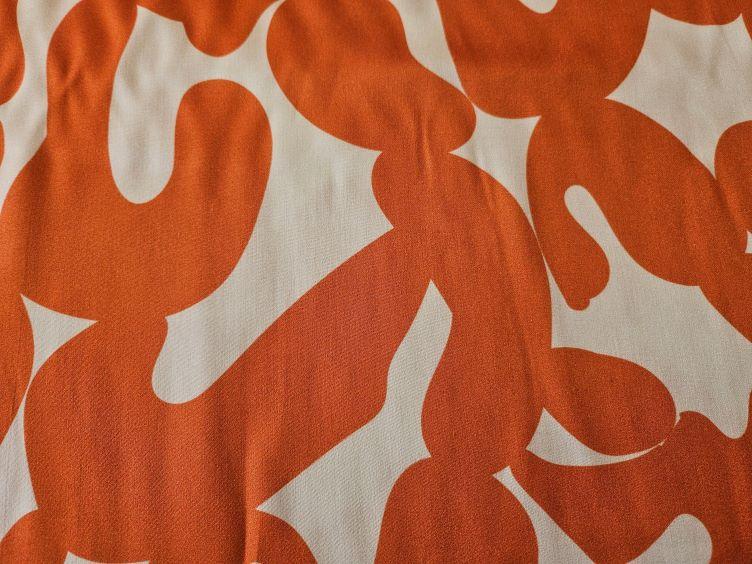 Viskose Satin Druck grafisch, orange - 0