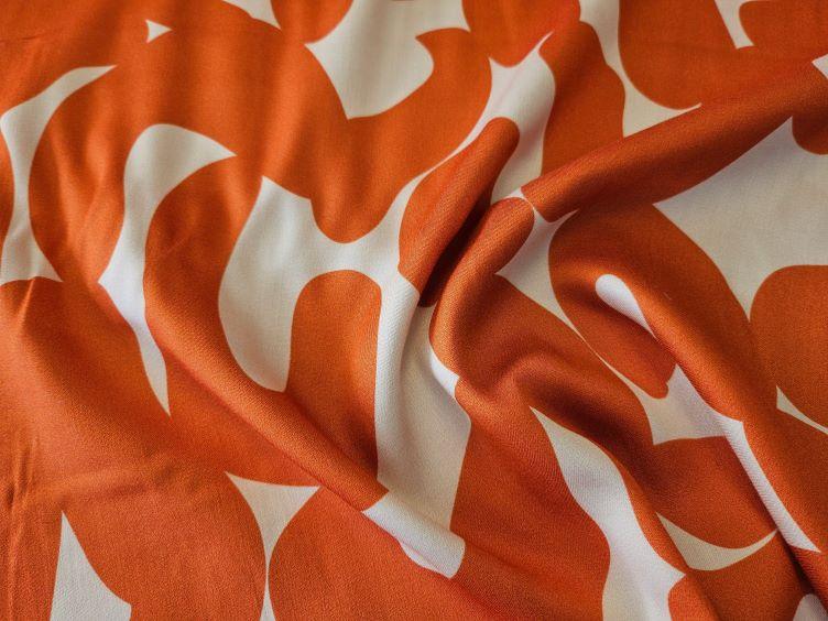 Viskose Satin Druck grafisch, orange