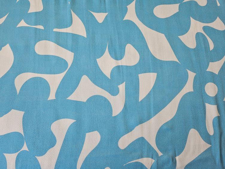 Viskose Satin Druck grafisch, hellblau - 0