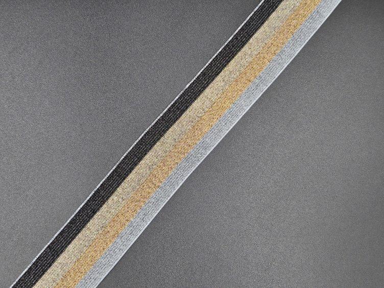 Modischer Bund Elast in schwarz, gold, grau 40mm - 0