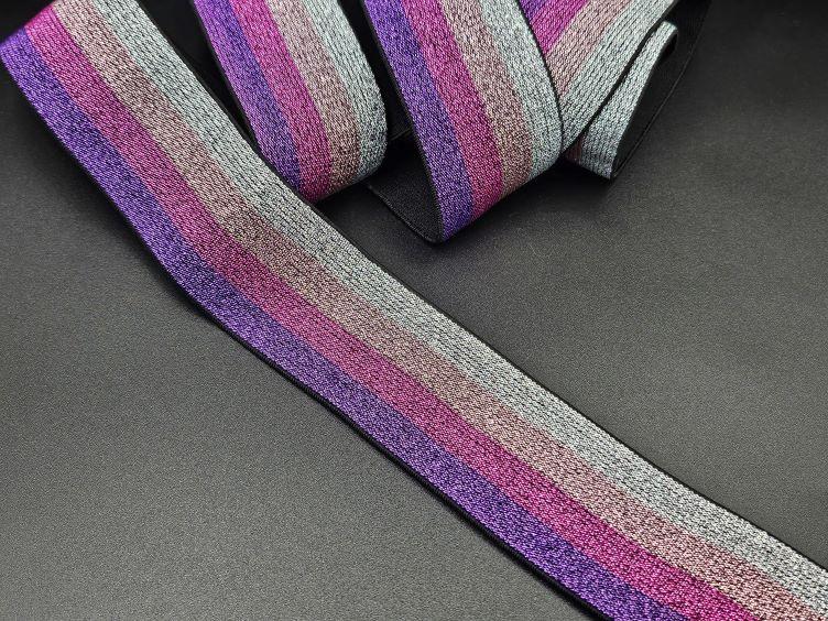 Modischer Bund Elast in violette, rosa, silber 40mm