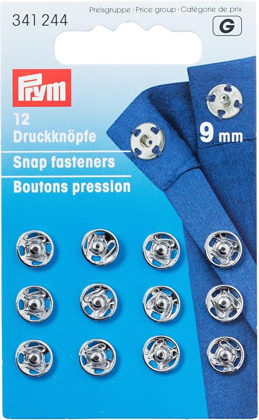 Prym Druckknöpfe zum Annähen 9mm, silber, schwarz