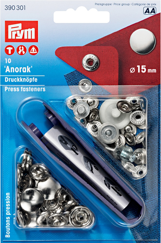 Prym Nähfrei Druckknöpfe `Anorak` 15mm div. Farben